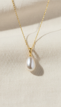 Pearl drop pendant necklace with sterling chain