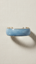Blue mist enamel cuff bracelet with gold accents